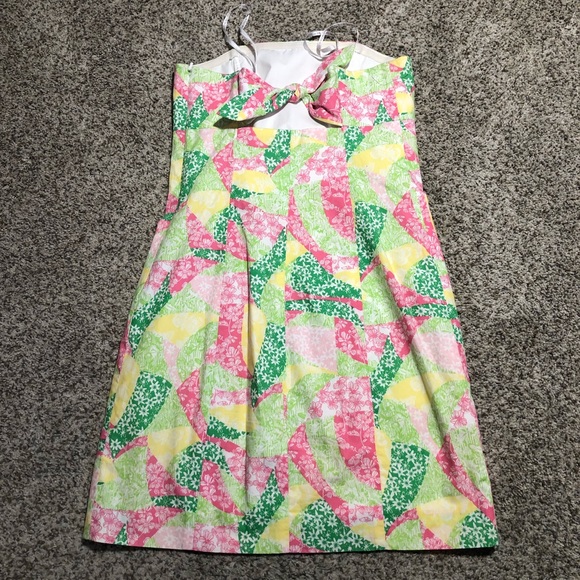 Lilly Pulitzer Franco Poplin Wing Ding of a Patch Strapless Dress - 2 - Picture 2 of 4